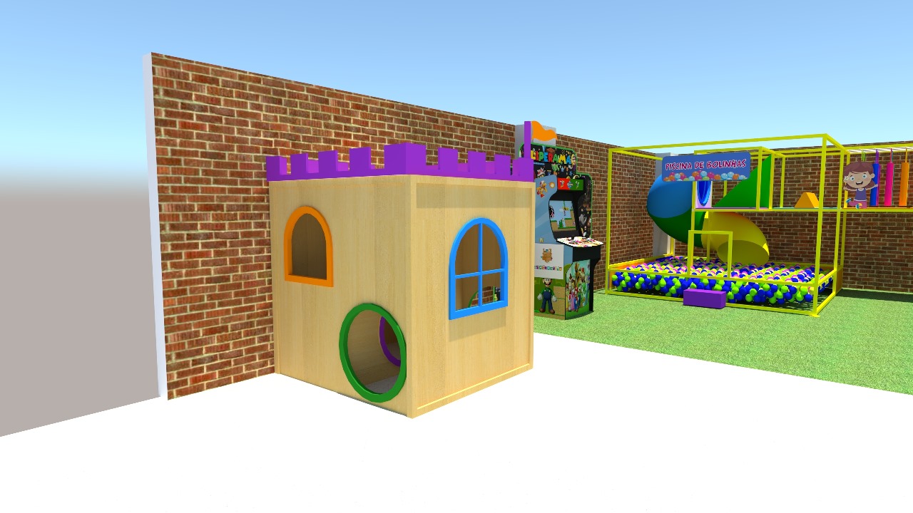 Render 3D — Casinha com Fliperama